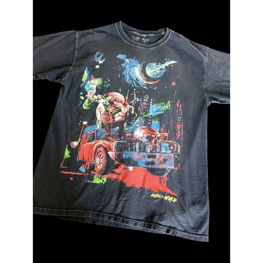 Juice Wrld‎ X Vlone Cosmic Racer T-shirt - Sz Large Faded Black Very Rare